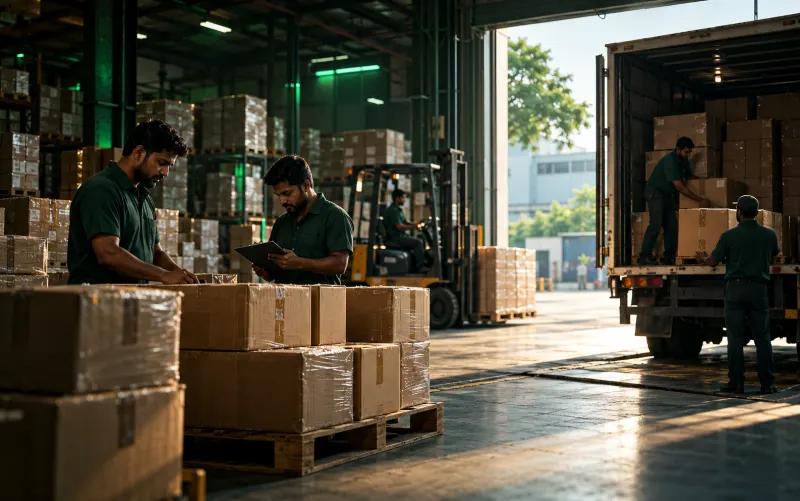 Warehouse team managing inventory and distribution