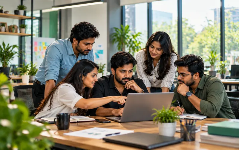 Agency team collaborating on client work